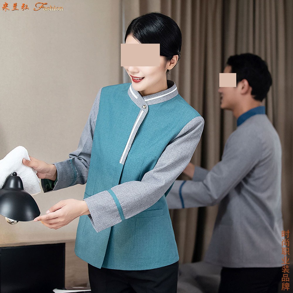 天津酒店保洁员阿姨工作服图片价格,天津宾馆保洁员长袖工作服定制批发多少钱